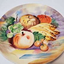 Vintage Decorative Plate, Hand Painted, signed by artist Nagasaki, Fruit decor image 4