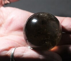 Rarest Black Morella Morion White Phantom Rainbow Sphere, Devic Temple b... - $950.00
