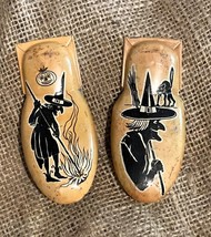 Pair of Vintage Witch Halloween Clicker Tin Metal Noisemakers (Large) - £46.93 GBP
