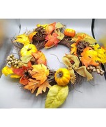 Pine Cone, Pumpkin and Artificial Berry Autumn Wreath, Brown and Orange ... - £47.97 GBP