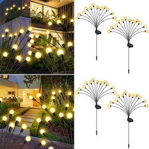 4 Pack 48 Led Garden Lights, New Upgraded Firefly Lights Outdoor Waterproof Sola - £43.98 GBP