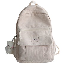 Cute Corduroy Women Backpack Solid Color Female Student Schoolbag For Teenage Gi - £30.42 GBP