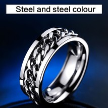 Beier 316L Stainless Steel New Part Plated-Gold/Black Man&#39;s Spin Chain Ring  Coo - $9.51