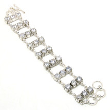 White Cut Cubic Zirconia Round Gemstone Handmade Bracelet Jewelry 7-8&quot; SA 1611 - £21.32 GBP