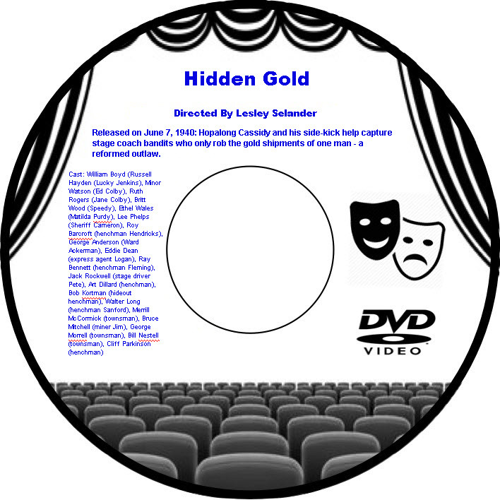 Hidden Gold 1940 DVD Film Western William Boyd Minor Watson Ruth Rogers Britt Wo