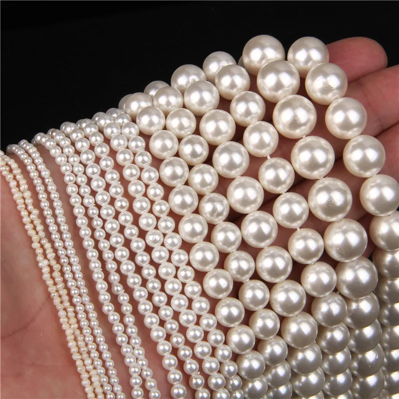 2-12mm White Imitation Pearl Beads Round Freshwater Natural Shell Pearl ... - £11.60 GBP+