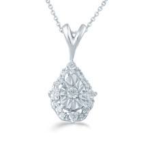 1/10ct tw Diamond Pear Cluster Fashion Pendant in Sterling Silver with 1... - £26.37 GBP