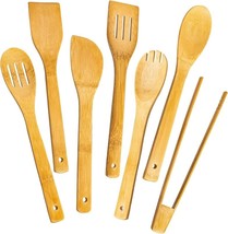 Wooden Spoons for Cooking 7-Piece, Kitchen Nonstick Bamboo Cooking Utensils Set, - £11.98 GBP