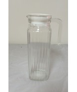 VTG AMICI SQUARE AMICI CLEAR GLASS RIBBED 1 QT PITCHER WITH HANDLE AND LID - £11.59 GBP