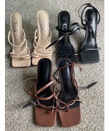 SHEIN Lot of 3 Heels Sz 6 &amp; 8 Block High Heels Ankle Strap Open Toe Square - $29.70