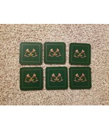 Pimpernel Cork Backed Coasters French Horn Christmas Dark Green Set Of 6  - $11.88