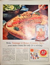 Ann Page Sausage n beans country style anniversary AP -1958 Vintage Prin... - $9.74