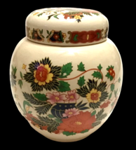 Sadler Ginger Jar Tea Caddy with Lid Indian Tree Peony Pattern England Vintage - £17.69 GBP