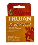 Trojan Ultra Ribbed Increased Lubricated Latex Condoms, Pk of 3, 1-4 Pks - $202.07 MXN+