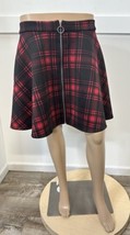 Hot Topic Skirt Womens Large Red Plaid Zip Off Circle Short Academia Pockets EUC - £13.84 GBP