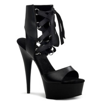 PLEASER Sexy Stripper Dancer Black Platform Lace Up Ankle High 6&quot; Heels Shoes - £48.07 GBP