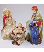 Nativity Figures Mary Baby Jesus And Wiseman Porcelain Orange Rust Cream... - $19.50
