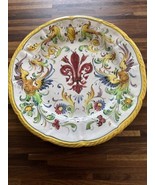 Italian Faience Maioliche Handmd Italy 10.5” Artist Peacock Tin Glaze - $674.55 MXN