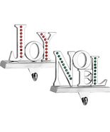 Klikel Stocking Holder Set of 2 Shiny Silver Metal Christmas Mantel Hooks - $167.66 MXN