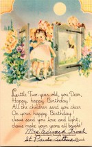 Vintage Postcard Child&#39;s Girls Second Birthday Greeting Baby Toddler Religious  - £4.67 GBP