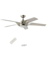 Merra-56 in. LED Indoor Brushed Nickel Ceiling Fan with Light Kit Remote... - £127.19 GBP