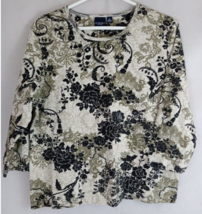 Sonoma Women&#39;s Sequined Beaded Floral Shirt Size XL - £12.38 GBP