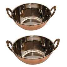 Pure Copper Steel Kadai Dish Serving Bowl Tableware Katori Wok 6x2.3 Inch 400ML - £36.45 GBP