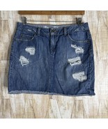 TOMMY HILFIGER Women&#39;s Size 10 Blue Denim Distressed Jean Skirt - $342.71 MXN