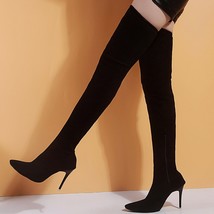 Pure color cashmere stretch boots, high-heeled fashion urban over-the-knee boots - £41.04 GBP