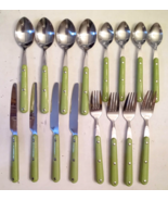 GSI Outdoors Pioneer Cutlery Set LOT 16 Mint Green Speckled Handle Servi... - $65.08 CAD