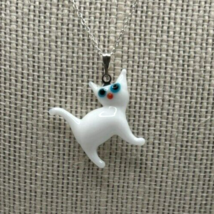 Murano Glass Handcrafted Lovely Pink Cat Pendant & 925 Sterling Silver Necklace - $27.96