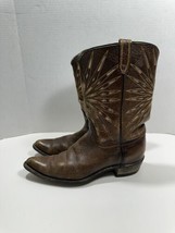 Vintage 1960&#39;s Acme Fancy Gold Inlay Brown Cutout Cowboy Boots Men Sz 5.... - $96.92