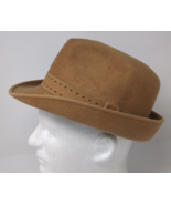 Vintage Cavanagh New York Fedora Hat Fur Felt Men Size 6 7/8 55 Nutmeg USA - £38.16 GBP