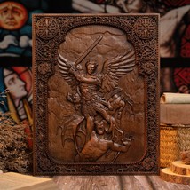 Archangel Michael religious wood carving - The Holy Sword Slays Demons - £55.78 GBP+