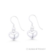 24x10mm Puffed Hollow Heart Dangling Drop Hook Earrings in .925 Sterling... - $532.95 MXN