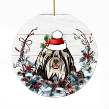 Cute Great Dane Dog Santa Hat Xmas Wreath Christmas Ornament Acrylic Gift Decor - £13.41 GBP
