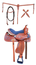 STG Western Leather Barrel Racing Horse Saddle Tack Brown 10&quot; - 17&quot; inch - £279.89 GBP+