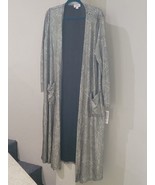 NWT LuLaRoe Elegant Collection Sarah Open Cardigan Sweater Large Silver ... - $54.09 CAD