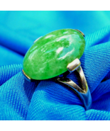 Original EARTH MINED Green Jadeite JADE Deco Engagement Ring 14K GOLD So... - $37,996.20