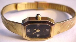 Jules Jurgensen Diamond Ladies Quartz Watch 7&quot; Gold-Tone w/ Black Dial - $89.07 CAD