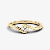 Dainty Twist Round Cut Diamond, 14K Gold Diamond Ring, Engagement Ring, Bypass S - £220.05 GBP