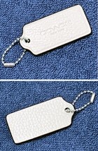 COACH NEW YORK Chalk White Pebbled Leather Fob Bag Charm Keychain Hang T... - £14.71 GBP