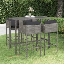 5 Piece Patio Bar Set with Cushions Poly Rattan Gray - $14,964.72 MXN