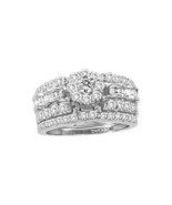 1.37 Cttw Baguette Diamond Round Cluster Wedding Ring Band Set 14k White... - $2,657.64 CAD