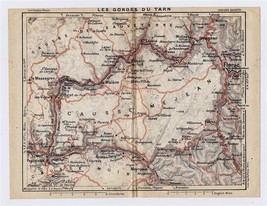1926 Original Vintage Map Of Gorges Du Tarn Canyon Causse Mej EAN France - £16.94 GBP