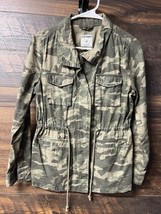 Old Navy Jacket Womens Small Green Camouflage Full Zip Utility Cinch Waist - $9.92