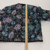 Women's Multicolor Front Button Floral Quilted Puffer Jacket Measured Chest 38" image 6