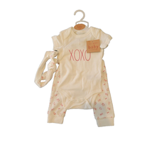 Rae Dunn Baby Bodysuit Set | Xoxo | 3 Pc | 3-6M | Nwt - £15.14 GBP