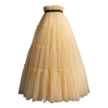 YELLOW Tiered Long Tulle Skirt Outfit Women A-line Plus Size Tulle Skirt image 3