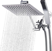 G-Promise All Metal Dual Square Shower Head Combo | 10&quot; Rain Shower Head | Chrom - £57.69 GBP